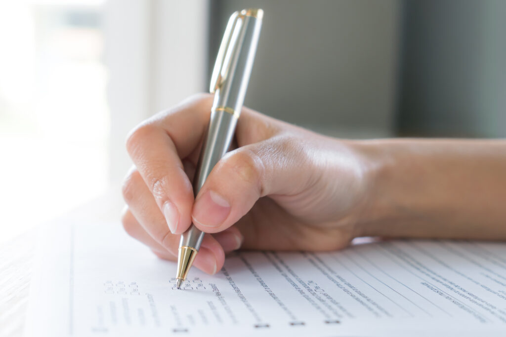 Ausfüllen eines Fragebogens